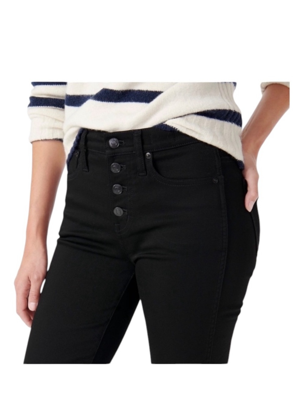 J.Crew Denim Womens Ankle Jeans Vintage Straight Button Fly Black Size 32